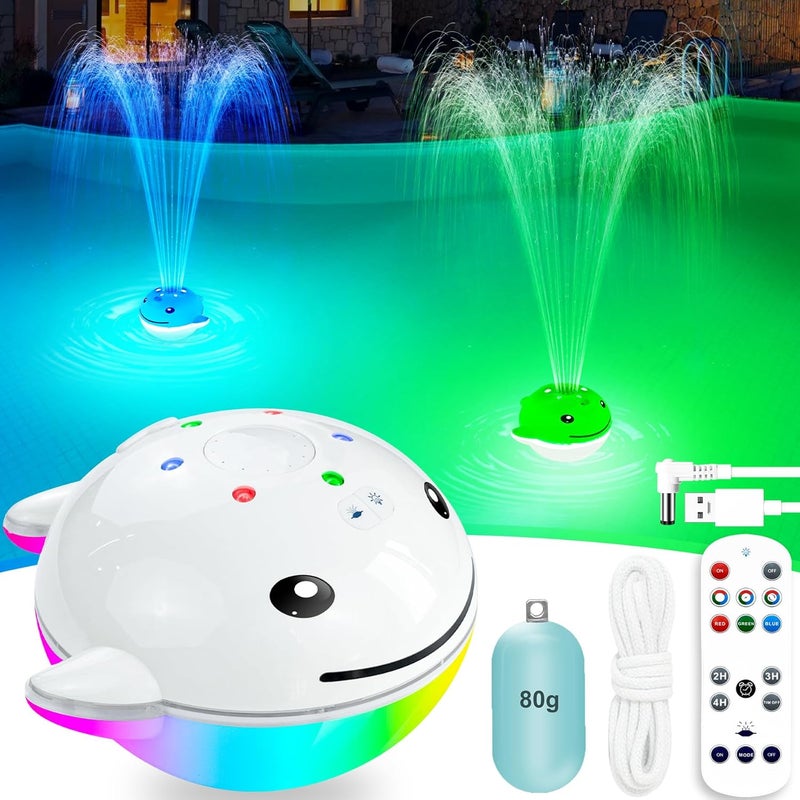 ChlorStar Pool Fountain with Remote, Dolphing Floating Pool Fountain with Lights, Above Ground Pool Water Fountains with Anchor, Swimming Pool Fountains for Inground Pool-1PC,White - Image 1